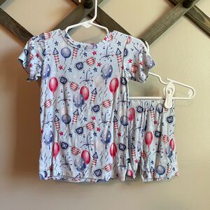 Lev Baby Bamboo 2 pc Pajamas | 4th of July RWB | Shorts SS Soft | 3T